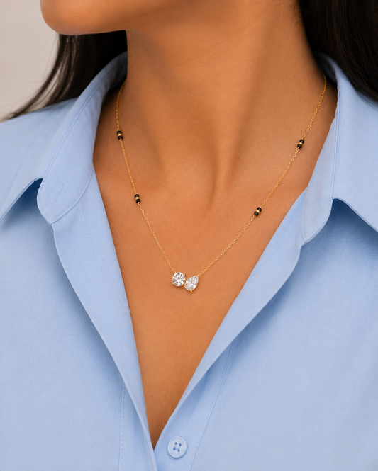 Lab grown diamond gold mangalsutra design for women