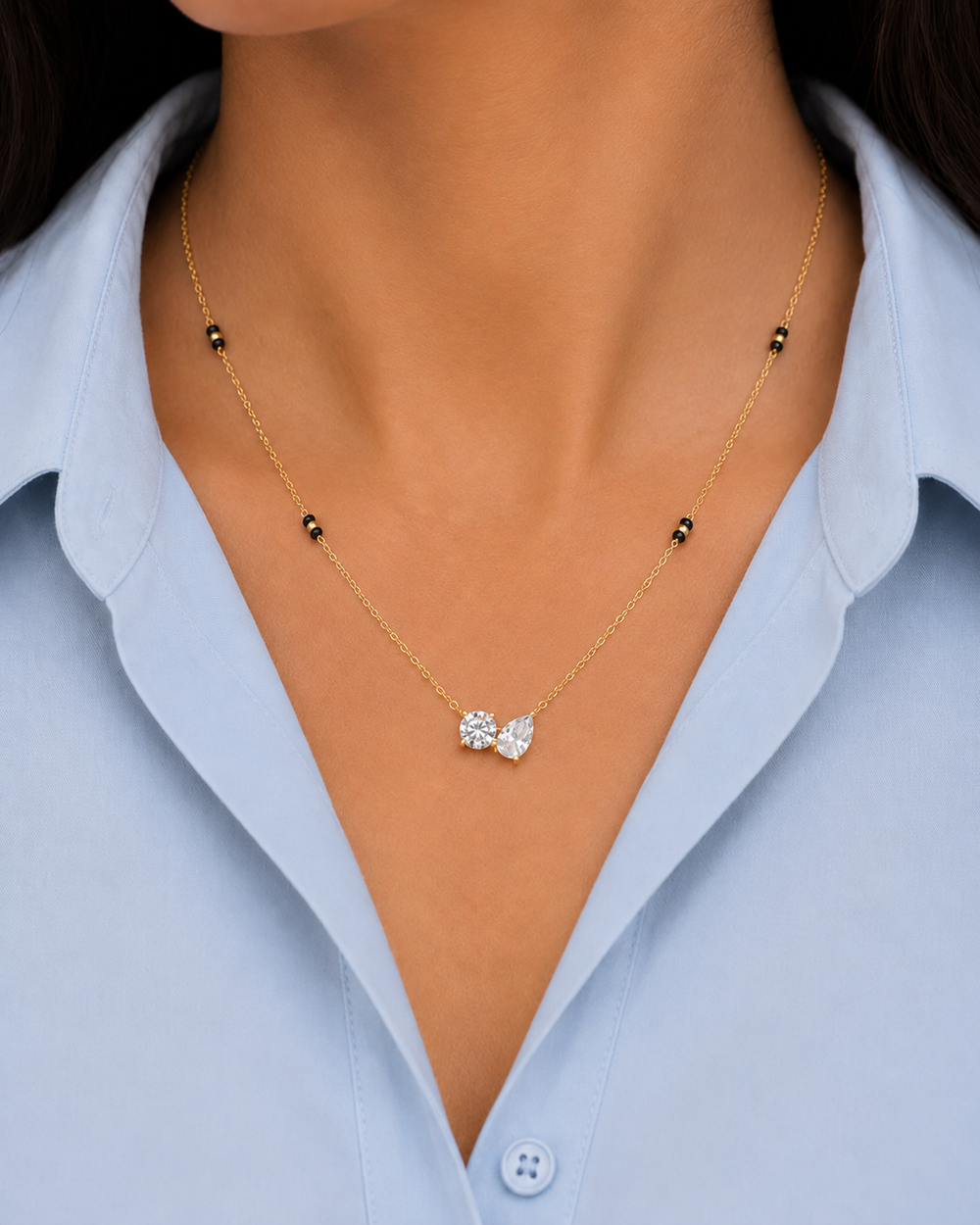 Classic Round & Pear Toi et Moi Mangalsutra | Lab-Grown Diamond
