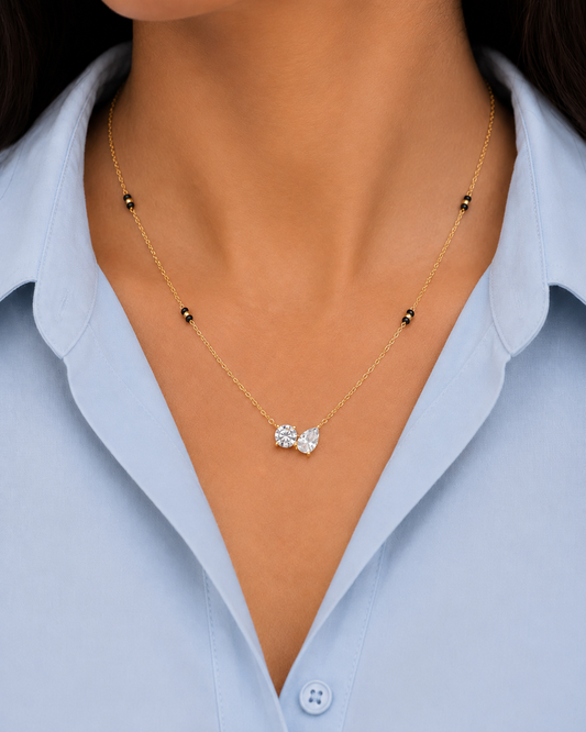 Lab grown diamond gold mangalsutra design for women