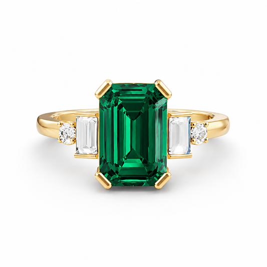 Emerald Birthstone Ring in Lab Grown Emerald