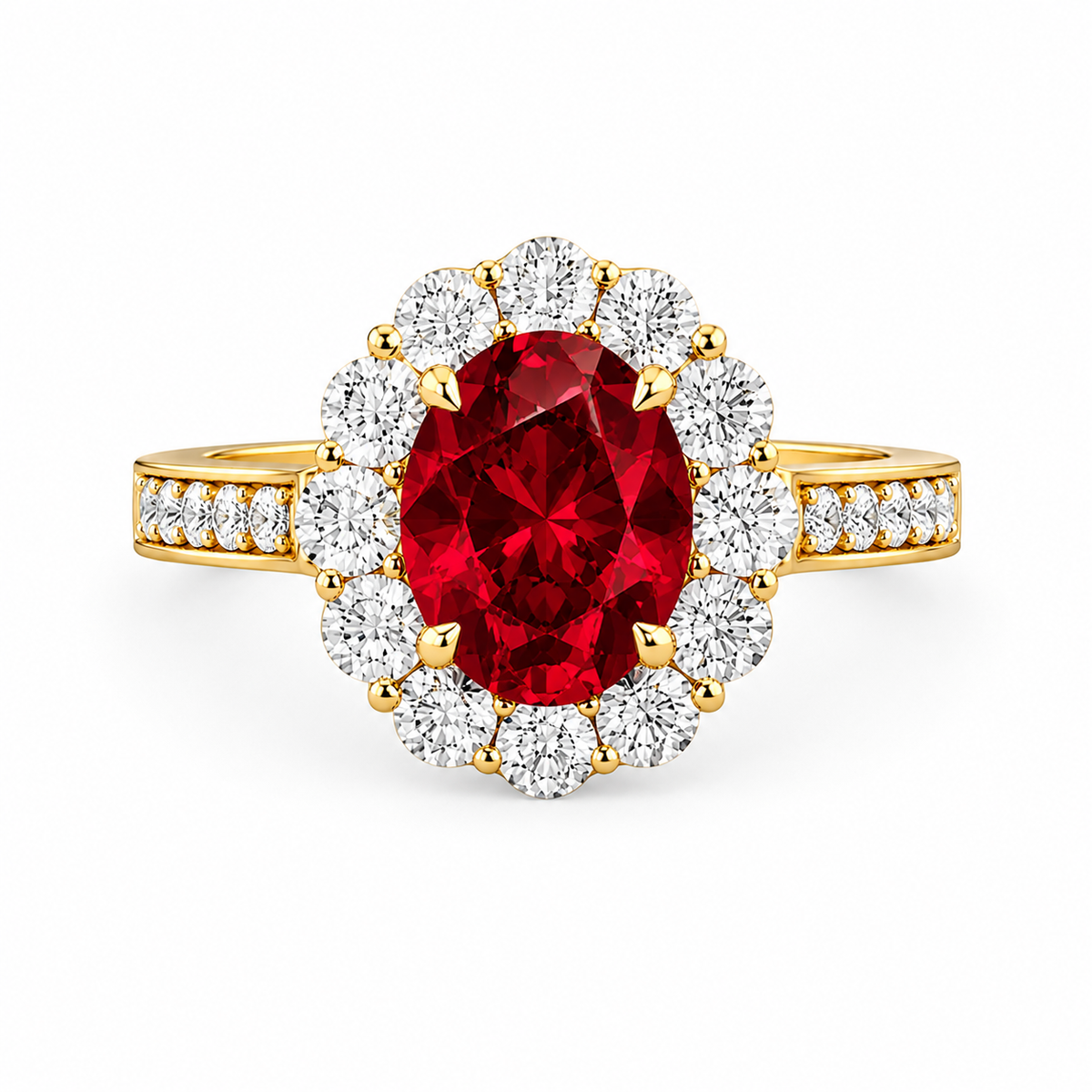 Lab grown diamond ruby gold ring daily wear