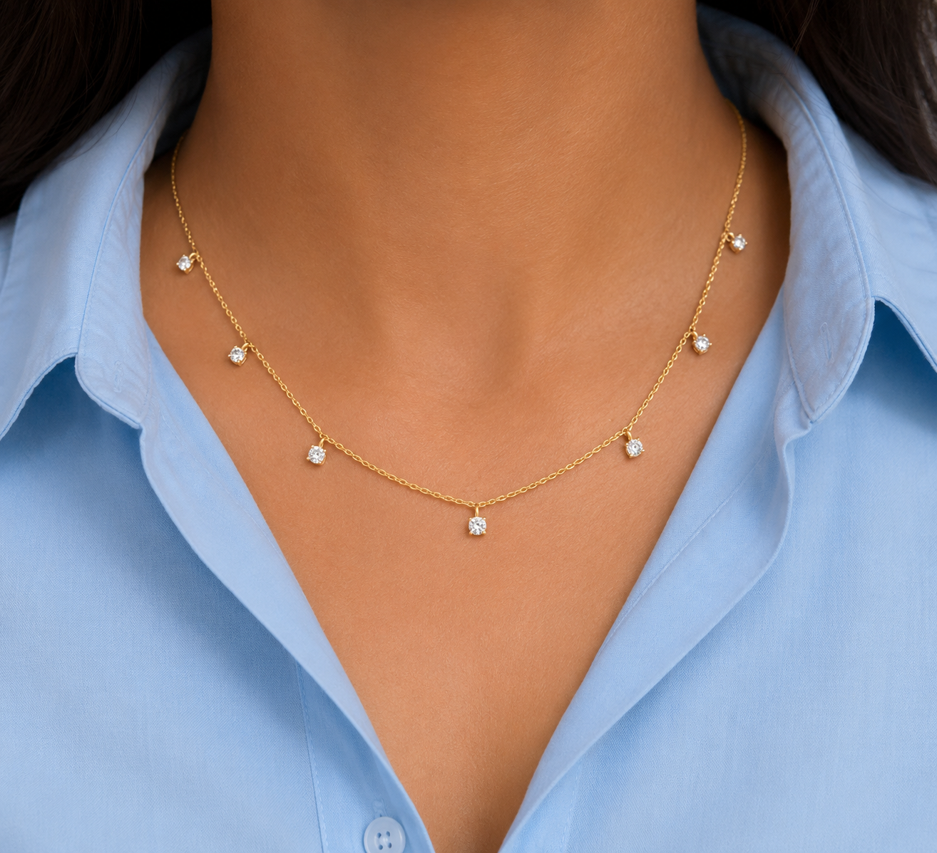 Diamond gold pendant necklace for women