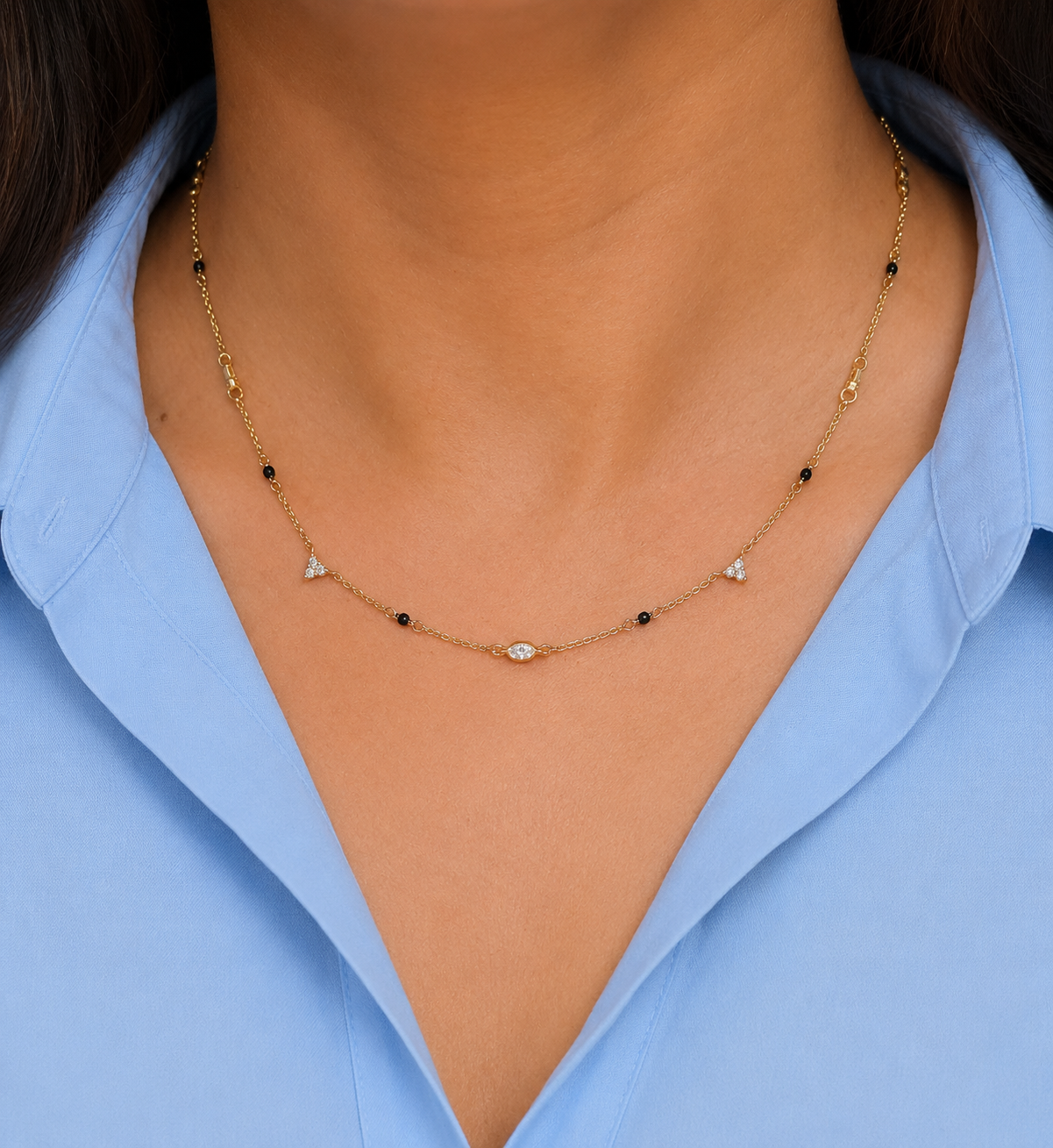 Lab grown diamond gold mangalsutra design for women daily wear