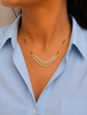 Royal Crescent Baguette Mangalsutra in Lab Grown Diamond