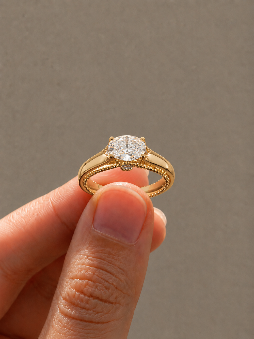 East-West Oval Solitaire Engagement Ring | Lab-Grown Diamond