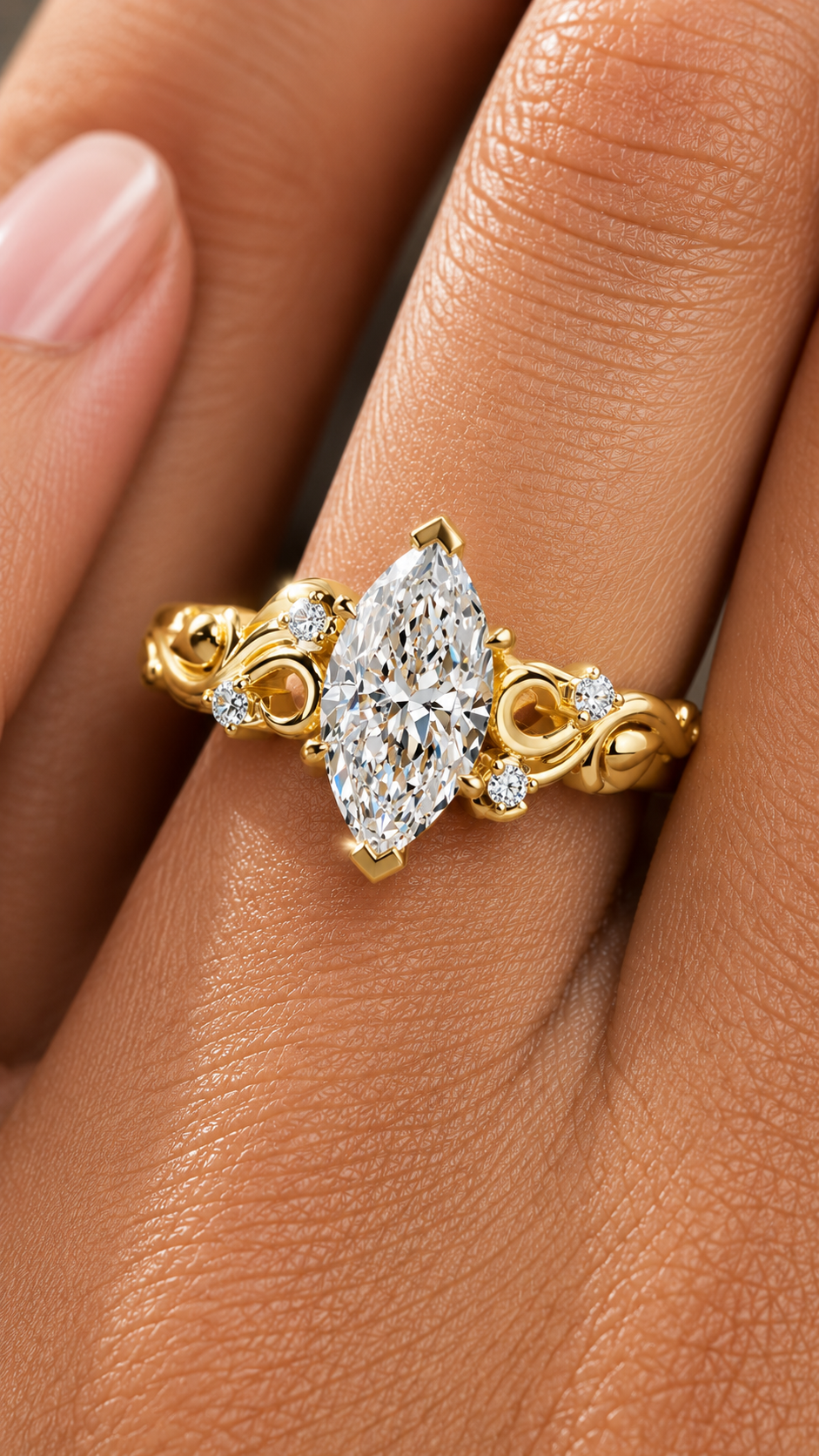Marquise Vintage Vine Engagement Ring | Lab-Grown Diamond
