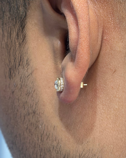 Men’s Round Solitaire Diamond Zen Stud Earrings