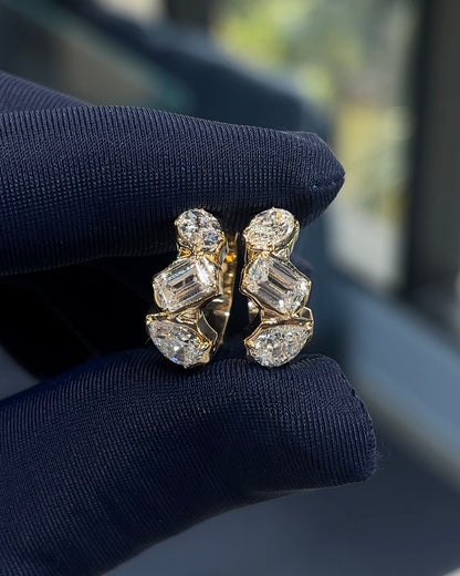 Ardhya Hoop Earrings - 14K Gold Crown Setting Lab-Grown Diamond Hoops