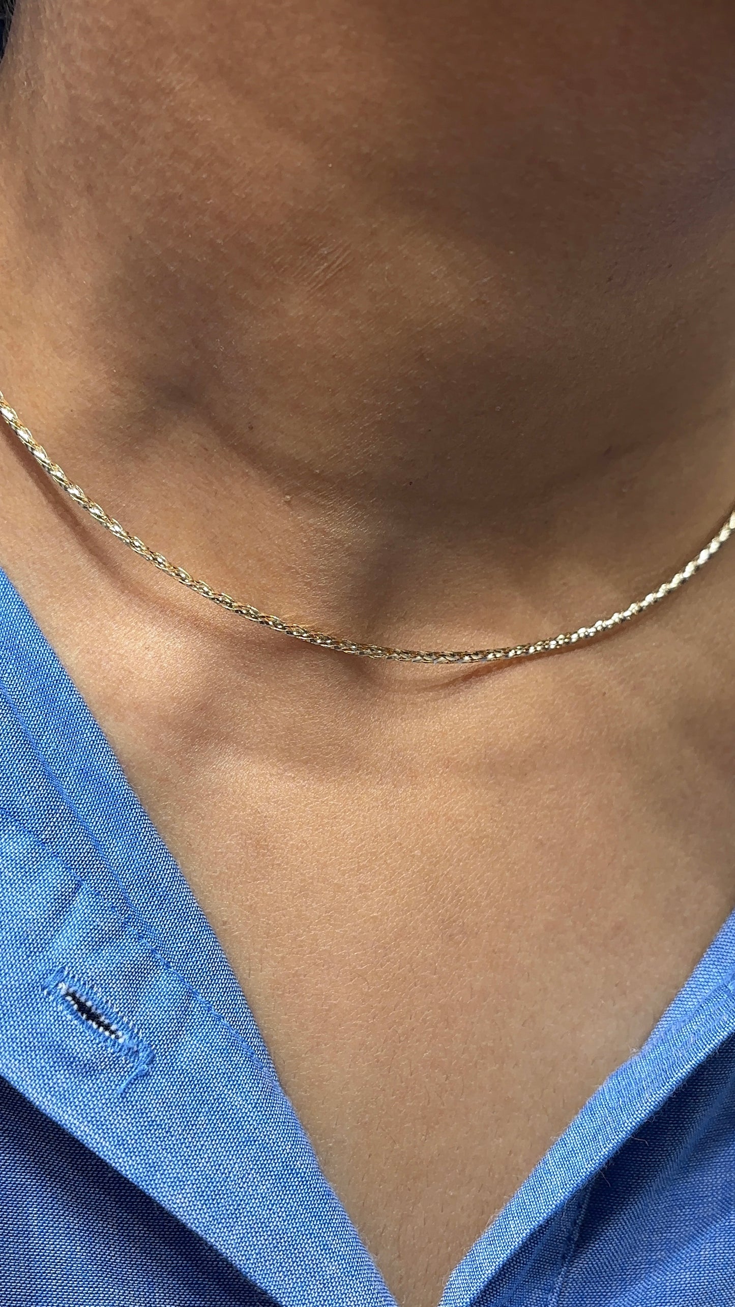 18K Yellow Gold Kesari Sankalp Saffron Twist Rope Choker Necklace - 16 Inch