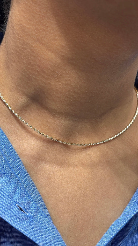 18K Yellow Gold Kesari Sankalp Saffron Twist Rope Choker Necklace - 16 Inch