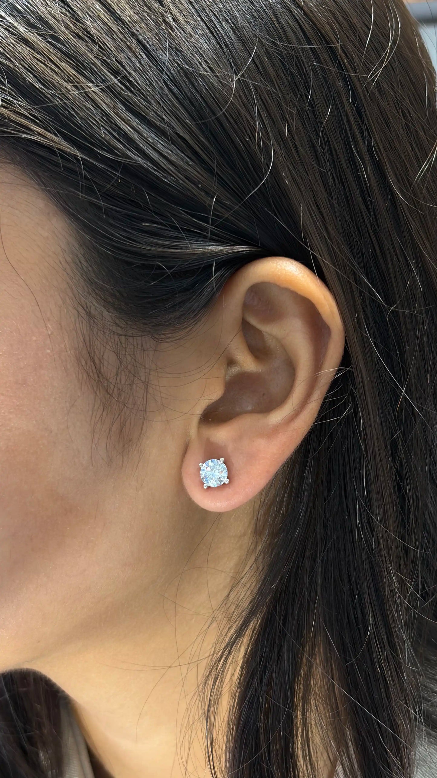 Dual Tone Diamond Stud Earrings with Detachable Jacket