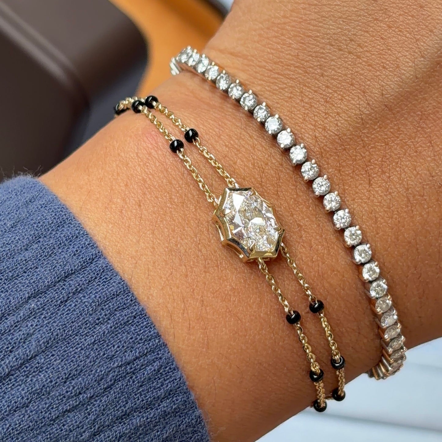 Crown Oval Solitaire Mangalsutra Bracelet