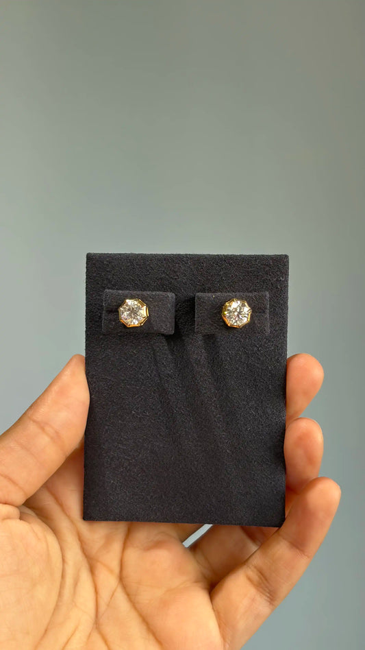 Round Diamond Crown Setting Stud Earrings