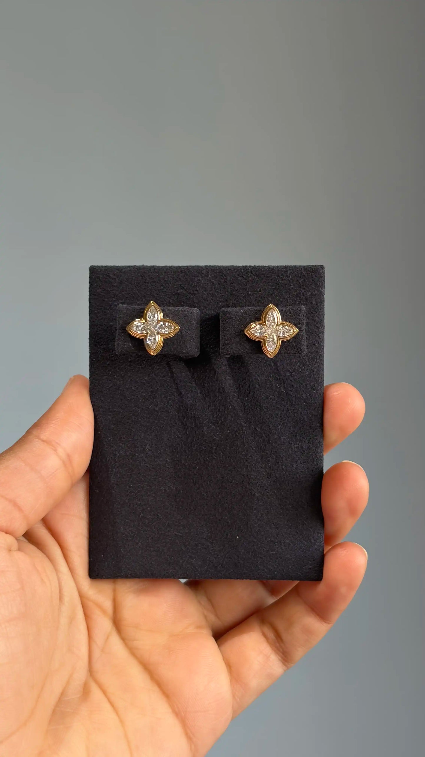 Marquise Diamond Clover Stud Earrings