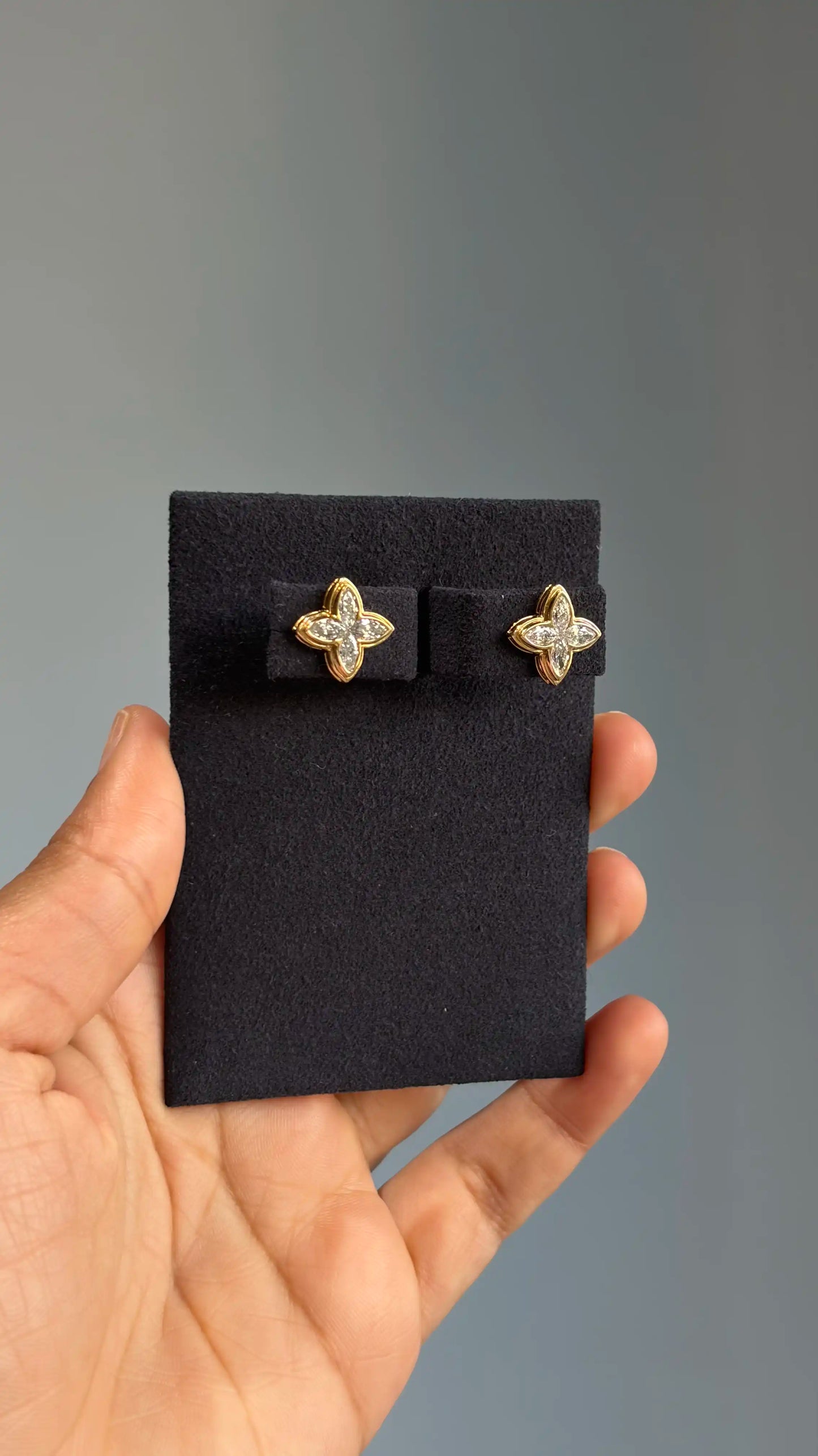 Marquise Diamond Clover Stud Earrings