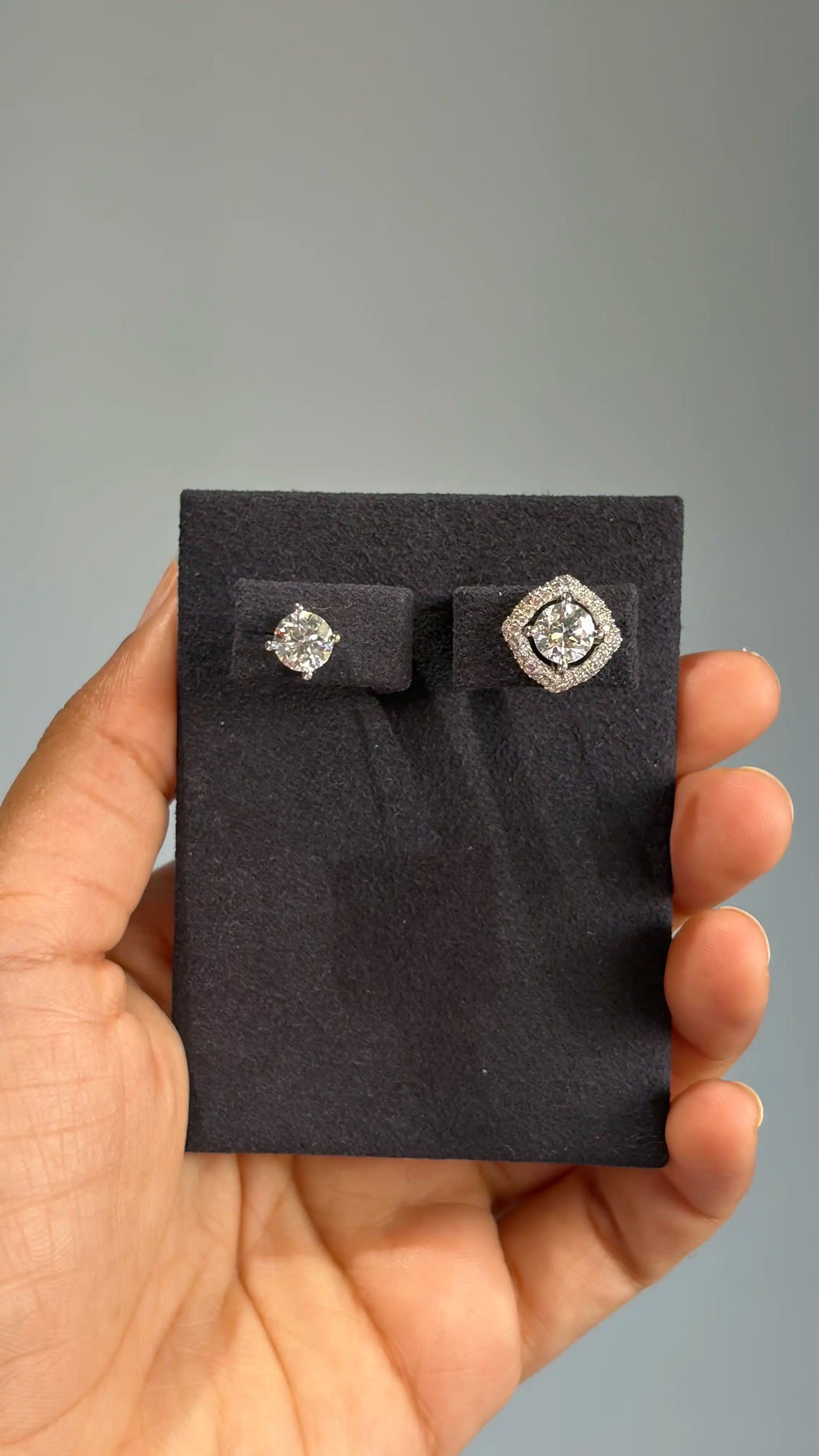 Diamond Stud Earrings with Pink and Green Detachable Jackets