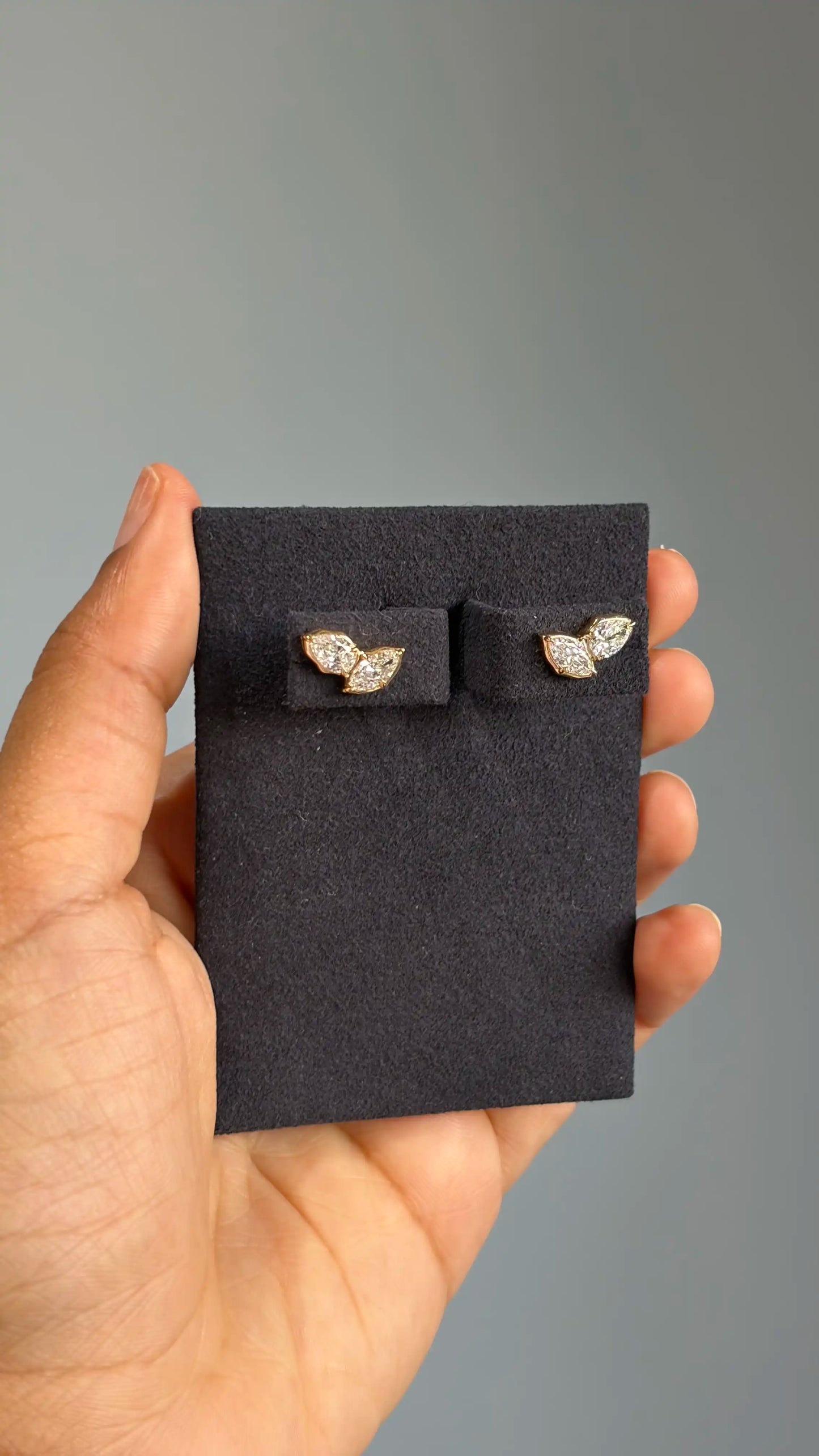 Ardhya Pear Marquise Diamond Crown Setting Stud Earrings