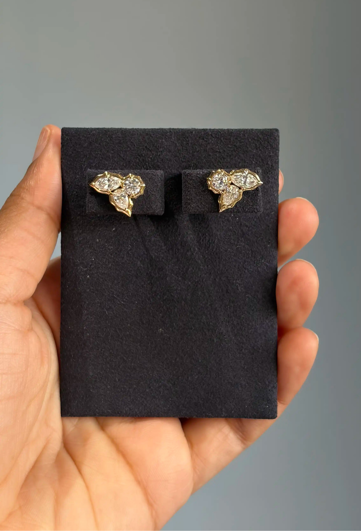 Ardhya Multi Shape Diamond Stud Earrings in Crown Setting