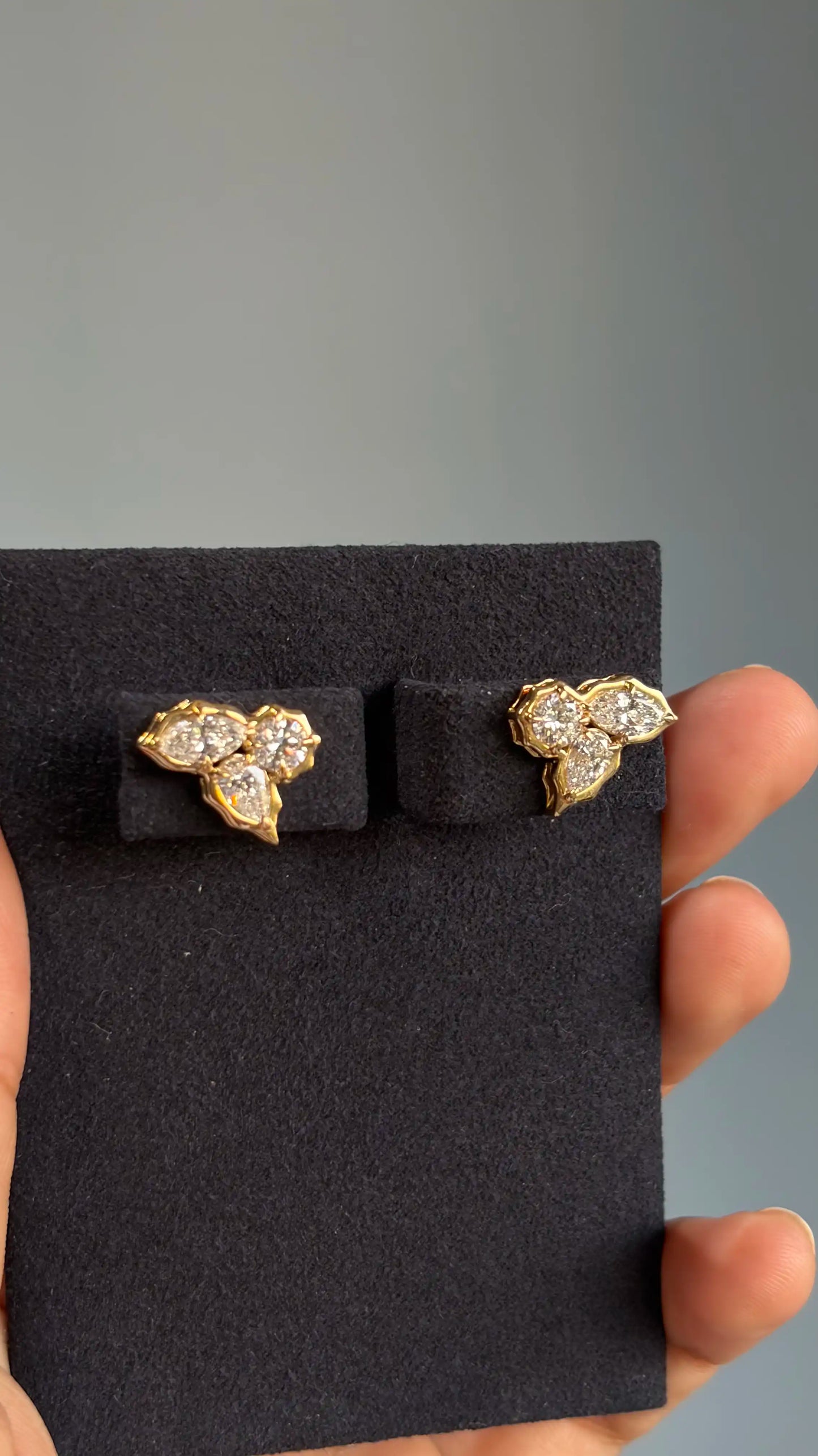 Ardhya Multi Shape Diamond Stud Earrings in Crown Setting