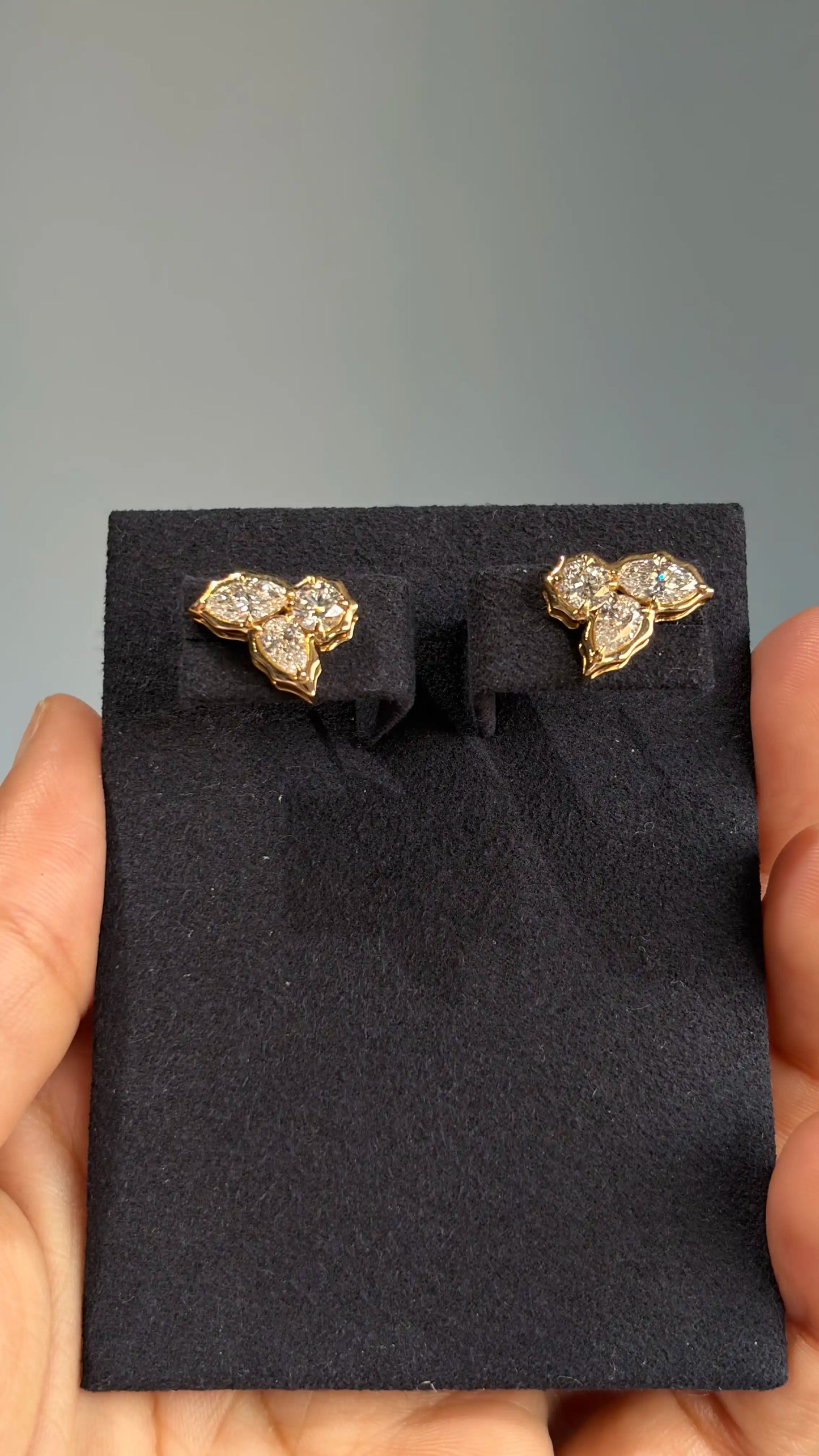 Ardhya Multi Shape Diamond Stud Earrings in Crown Setting