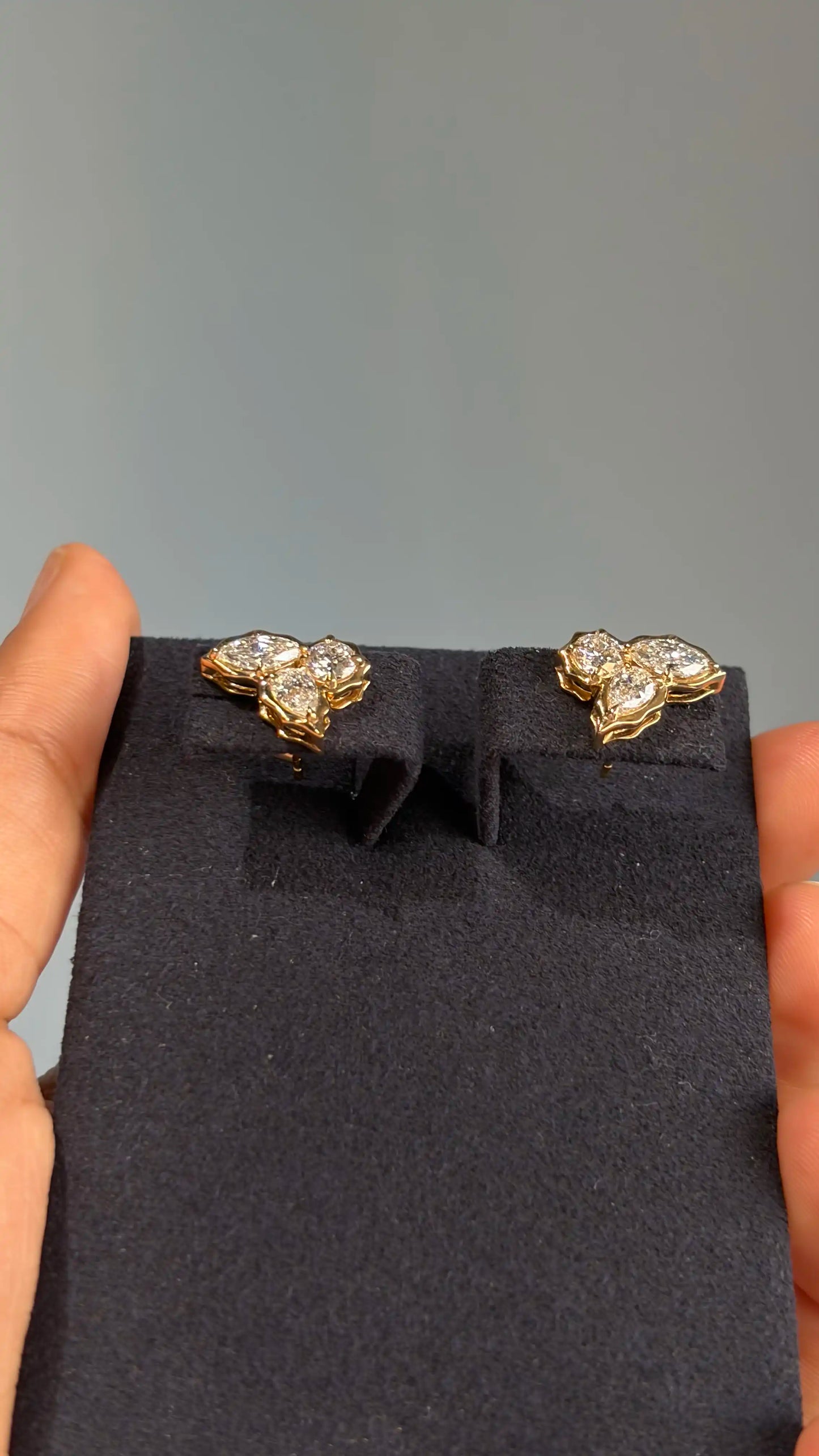 Ardhya Multi Shape Diamond Stud Earrings in Crown Setting