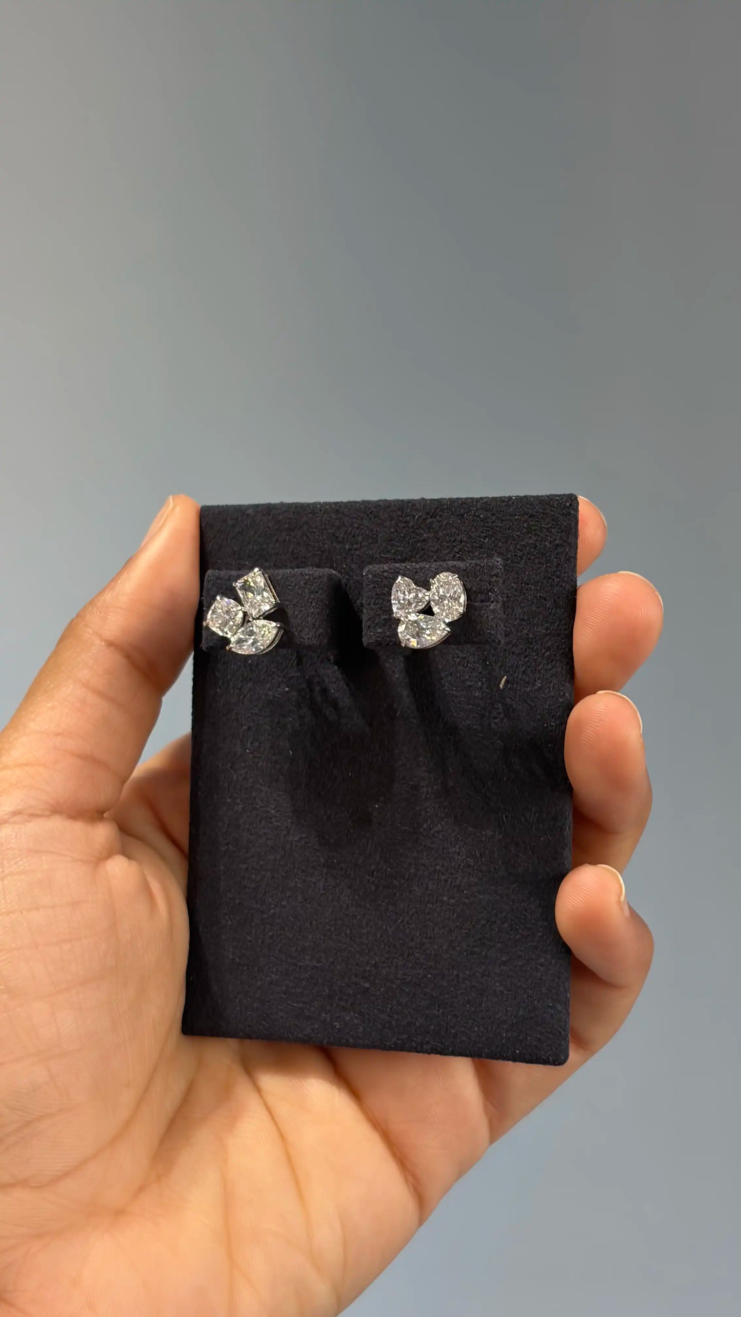 Multi Shape Diamond Cluster Stud Earrings