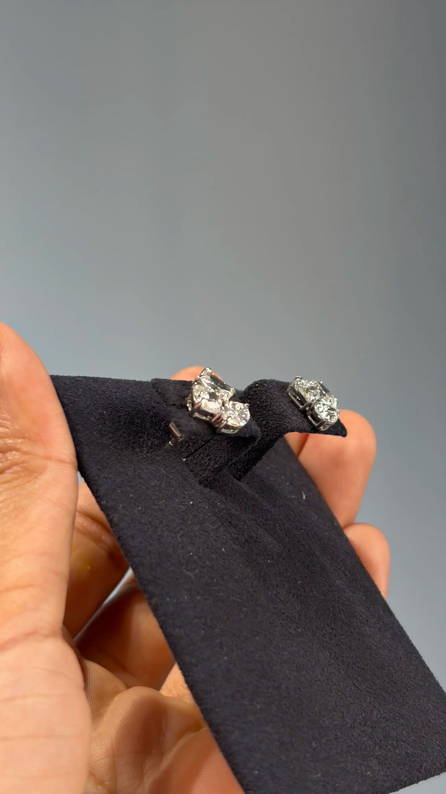 Multi Shape Diamond Cluster Stud Earrings