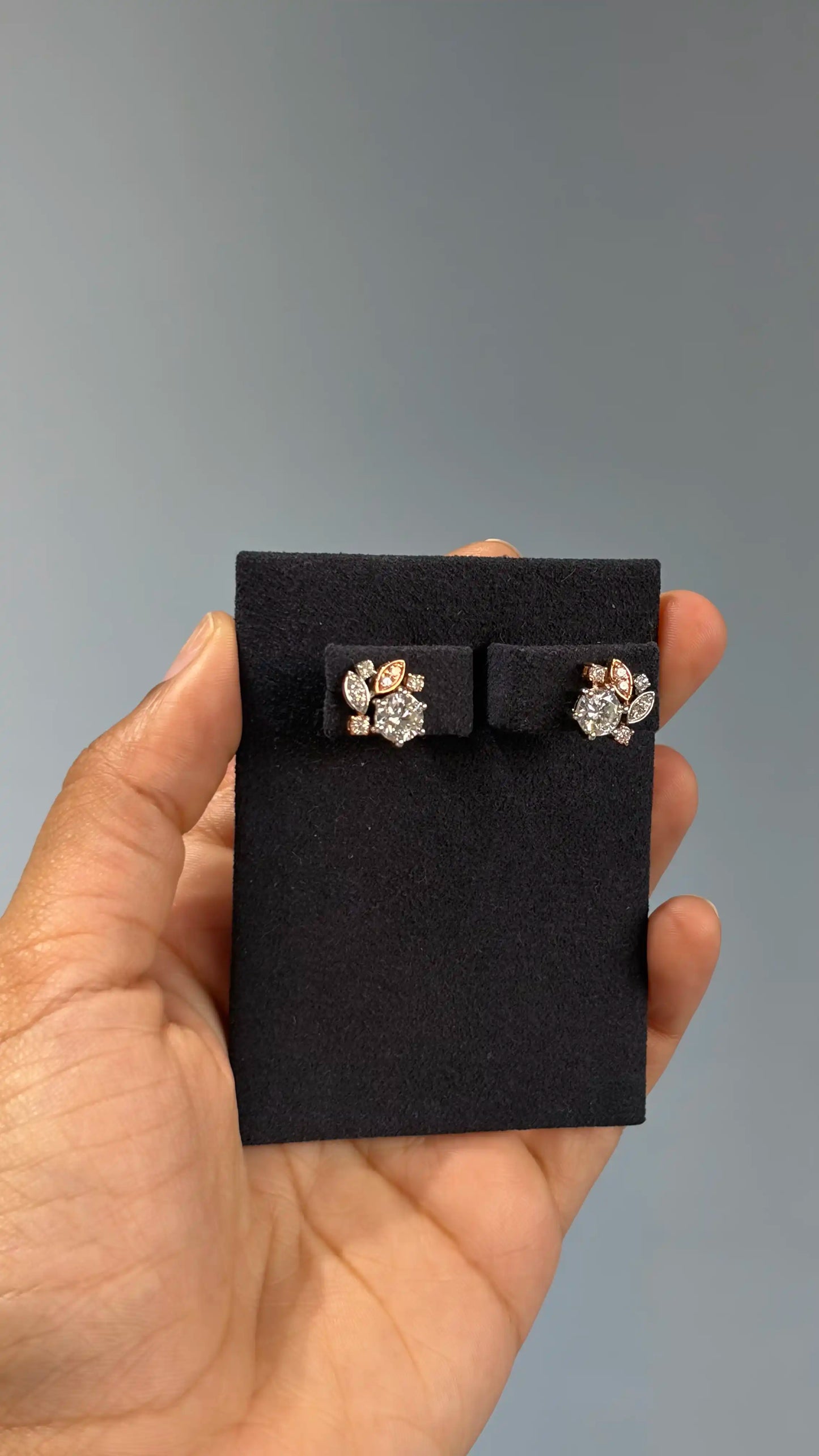 Dual Tone Flaura Diamond Stud Earrings