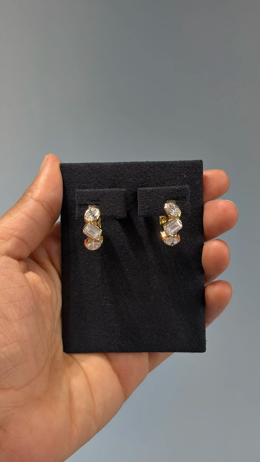 Ardhya Multi Shape Diamond Hoop Earrings in Crown Setting
