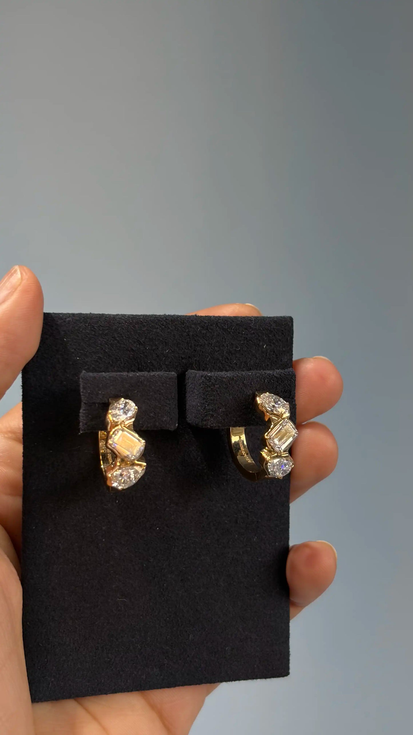 Ardhya Multi Shape Diamond Hoop Earrings in Crown Setting