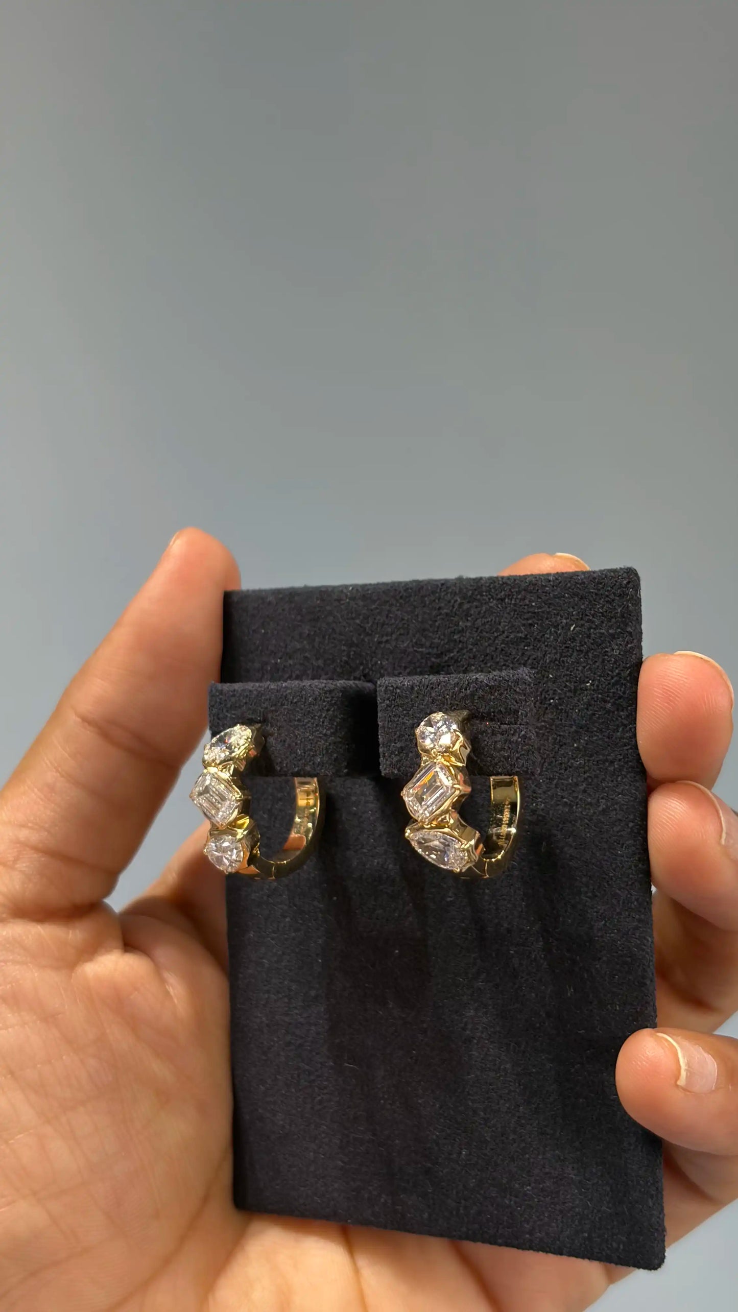 Ardhya Multi Shape Diamond Hoop Earrings in Crown Setting