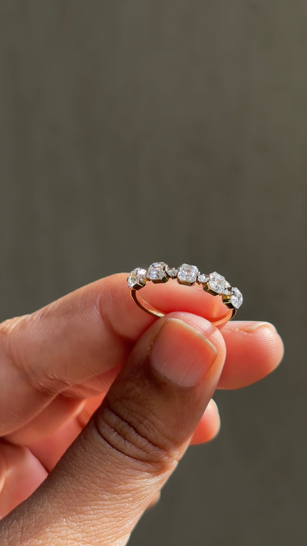 Asscher & Round Stack Ring