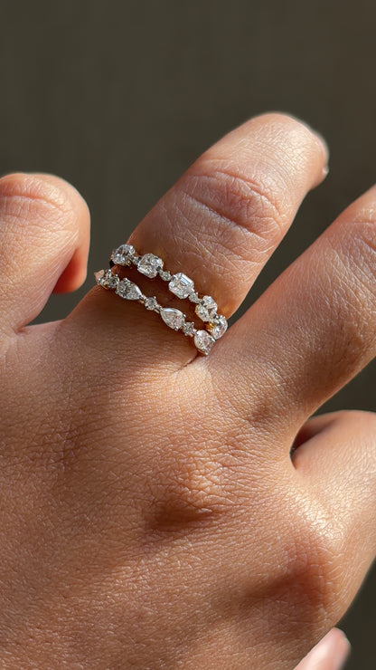 Pear & Round Diamond Stack Ring