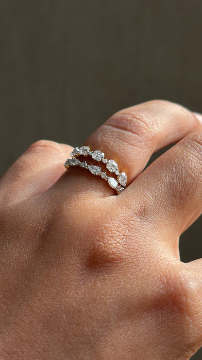 Asscher & Round Stack Ring