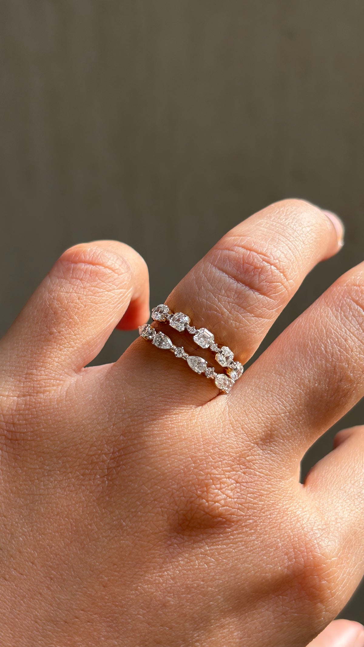 Asscher & Round Stack Ring