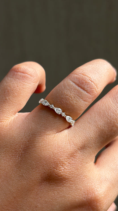 Pear & Round Diamond Stack Ring