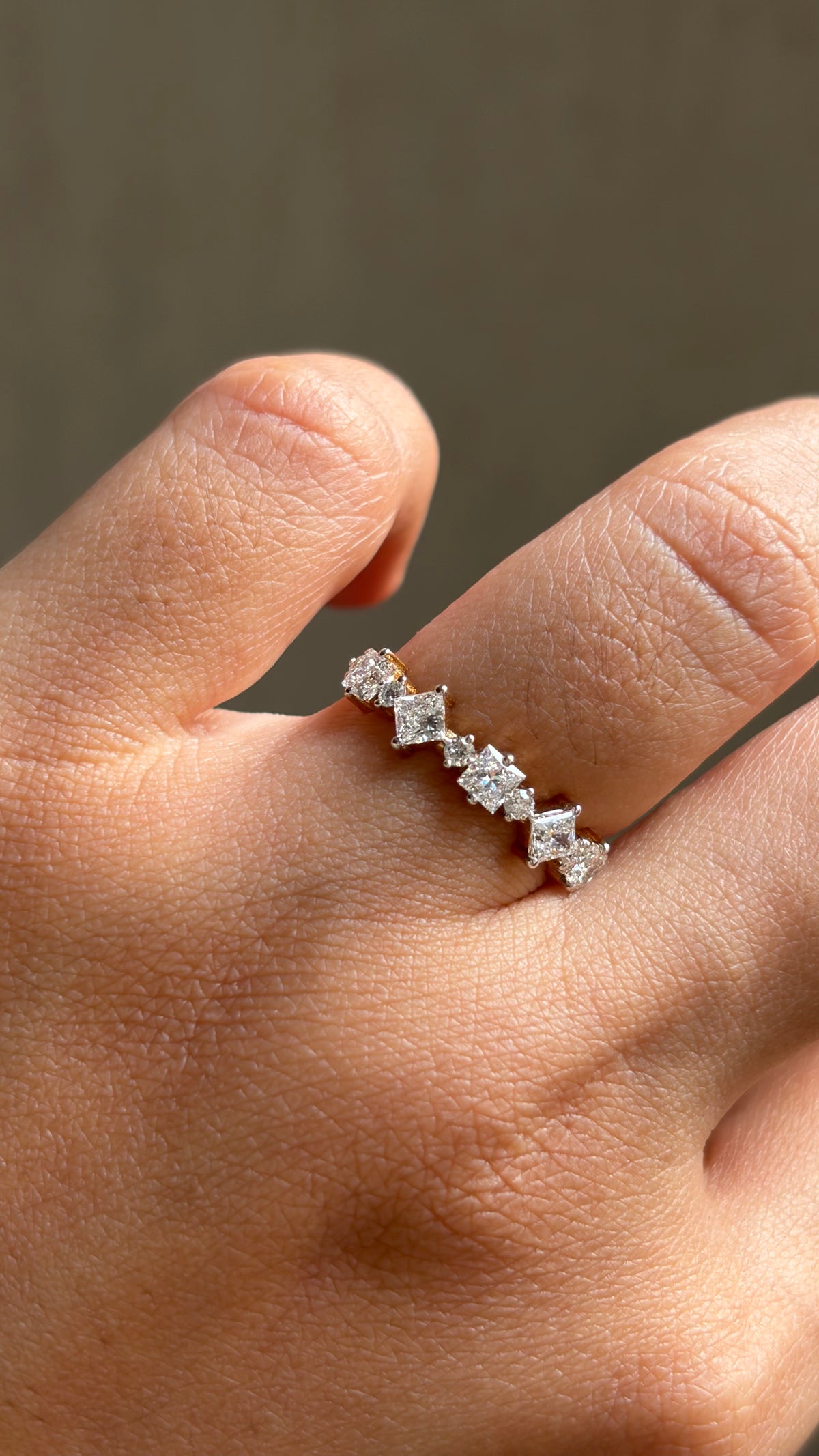 Princess & Round Diamond Stack Ring