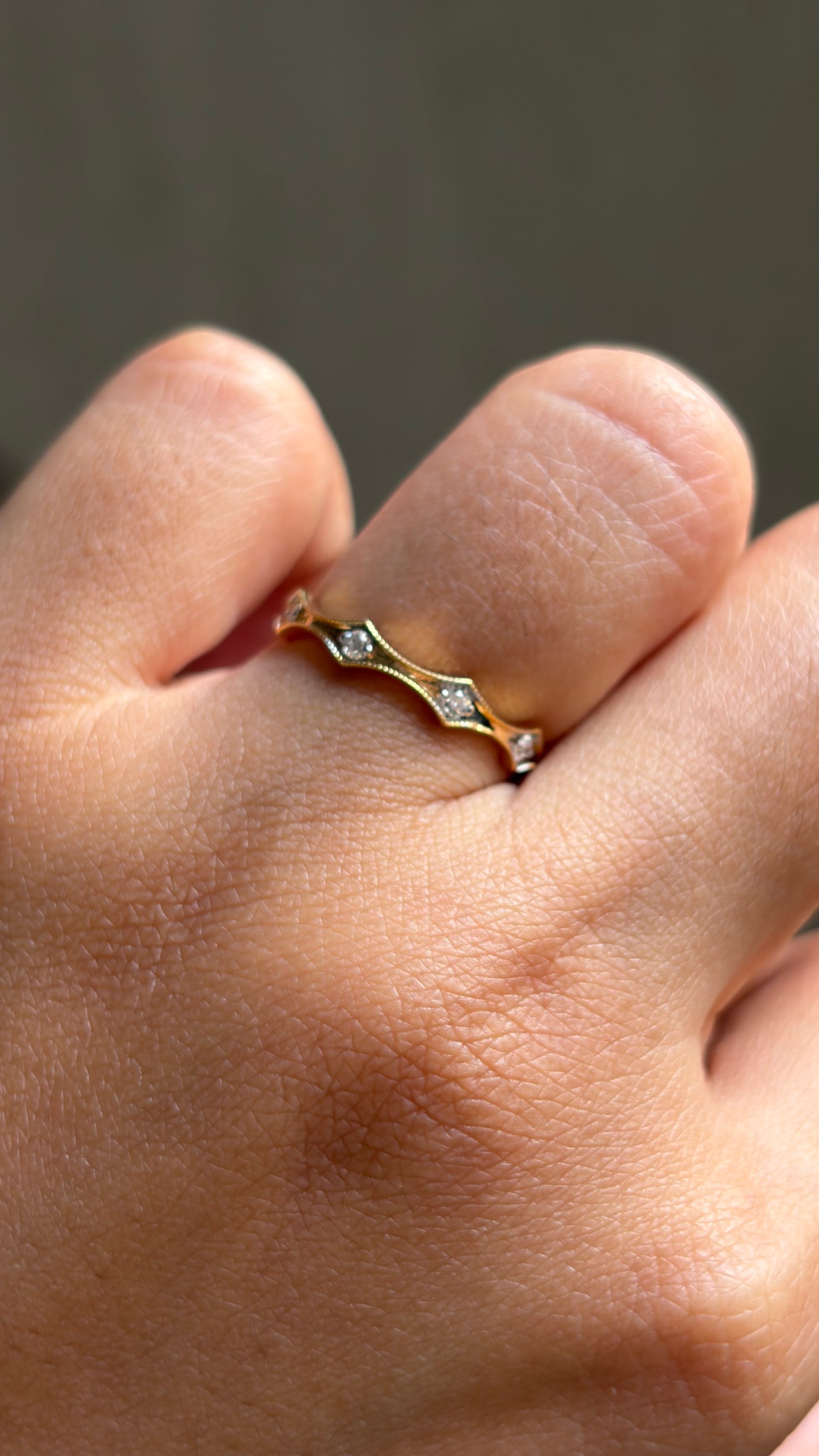 Crown Round Diamond Stack Ring
