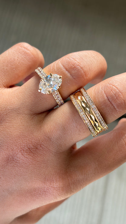 Oval Halo Half Eternity Engagement Ring