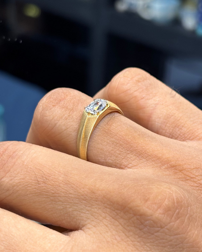 Ashoka Cut Knife Edge Men's Ring