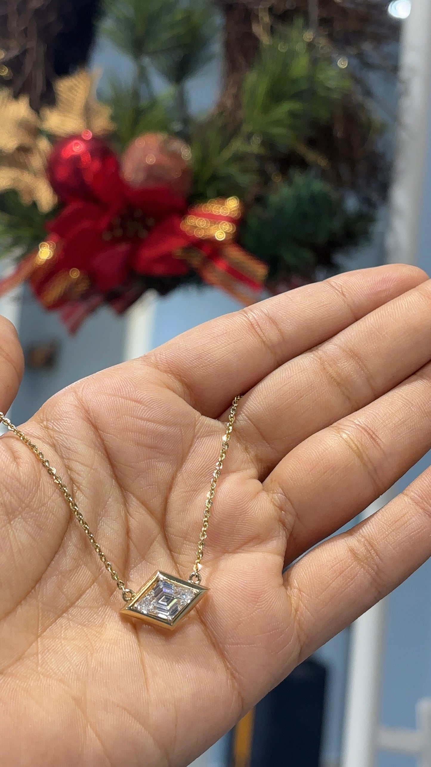 2 Ct Custom Lozenge Cut Necklace in Lab Grown Diamond