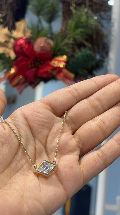 2 Ct Custom Lozenge Cut Necklace in Lab Grown Diamond
