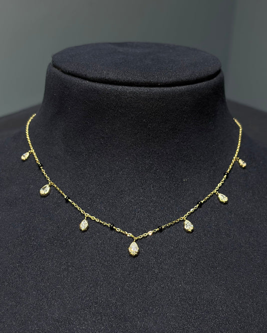 Ardhya Dangling Pear Crown Setting Lab-Grown Diamond Mangalsutra Charm, IGI-Certified, 14K 18K Gold, front view