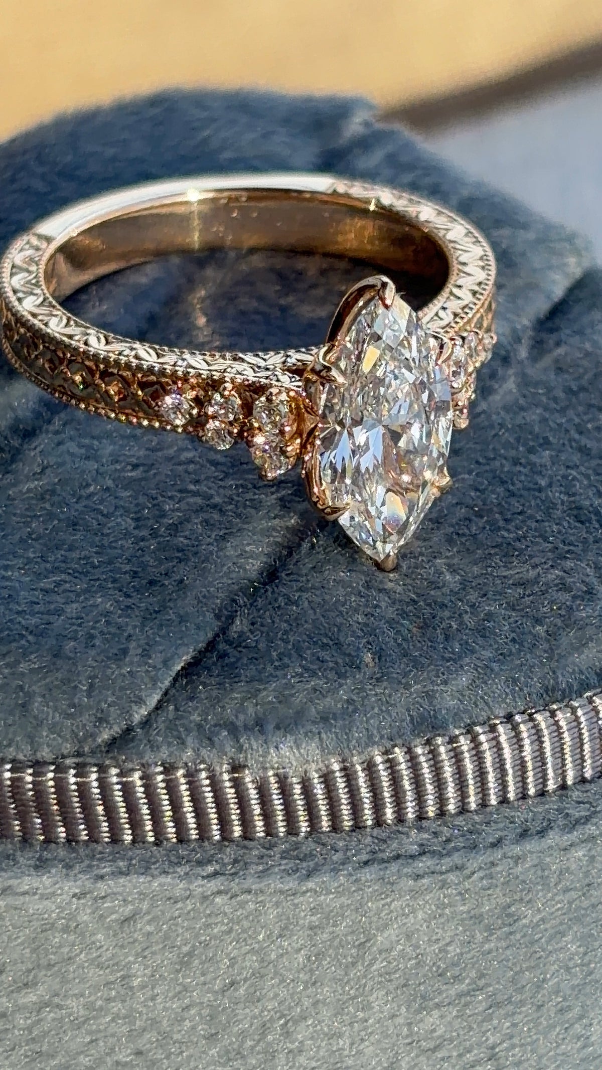 Zareen Marquise Lab-Grown Diamond Ring, IGI-Certified, 14K 18K Gold, front view