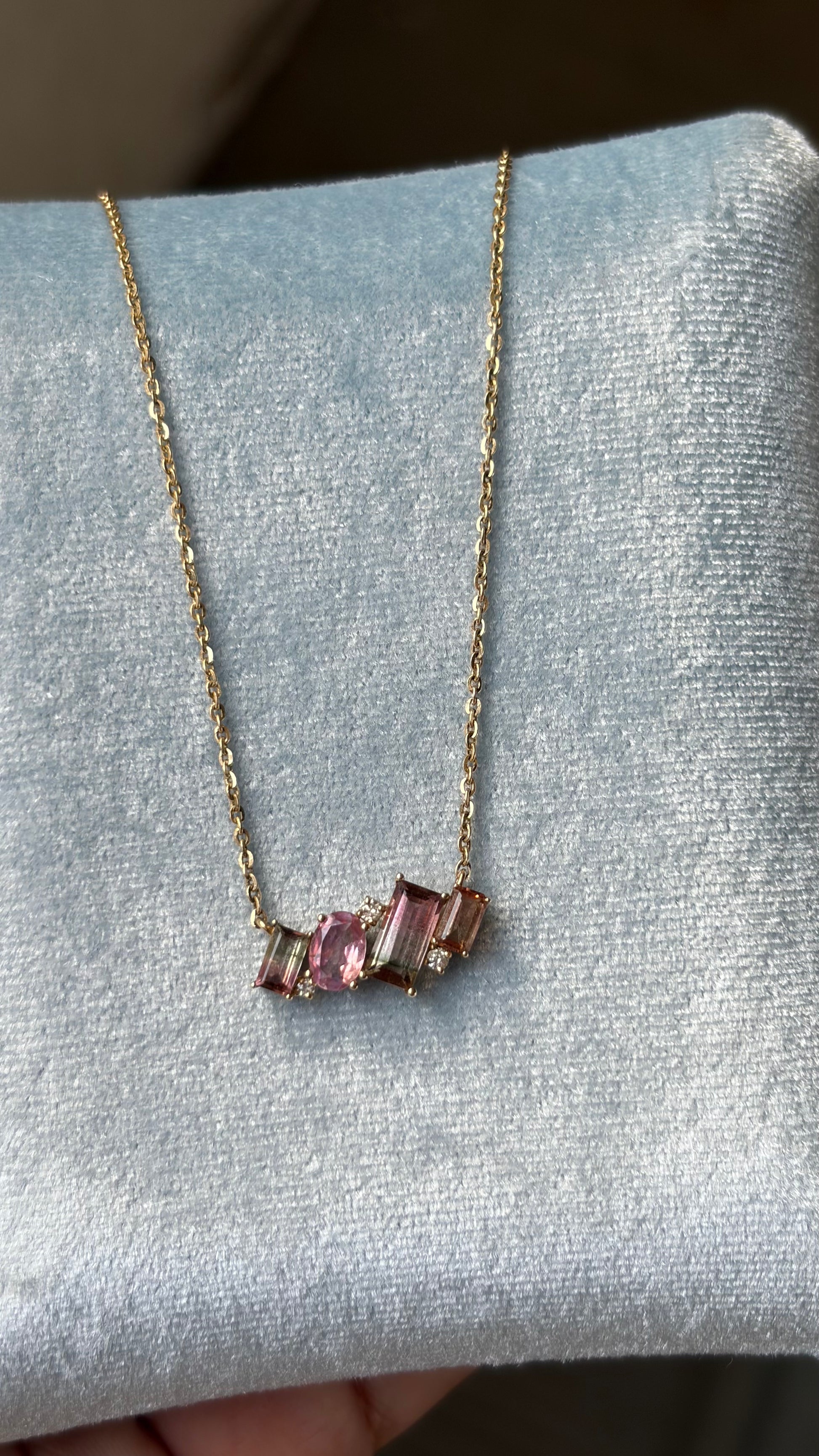 Diamond tourmaline gold necklace for women