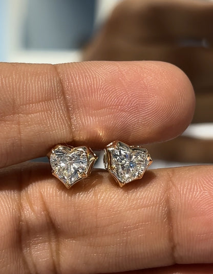 Heart Solitaire Studs in Crown Setting