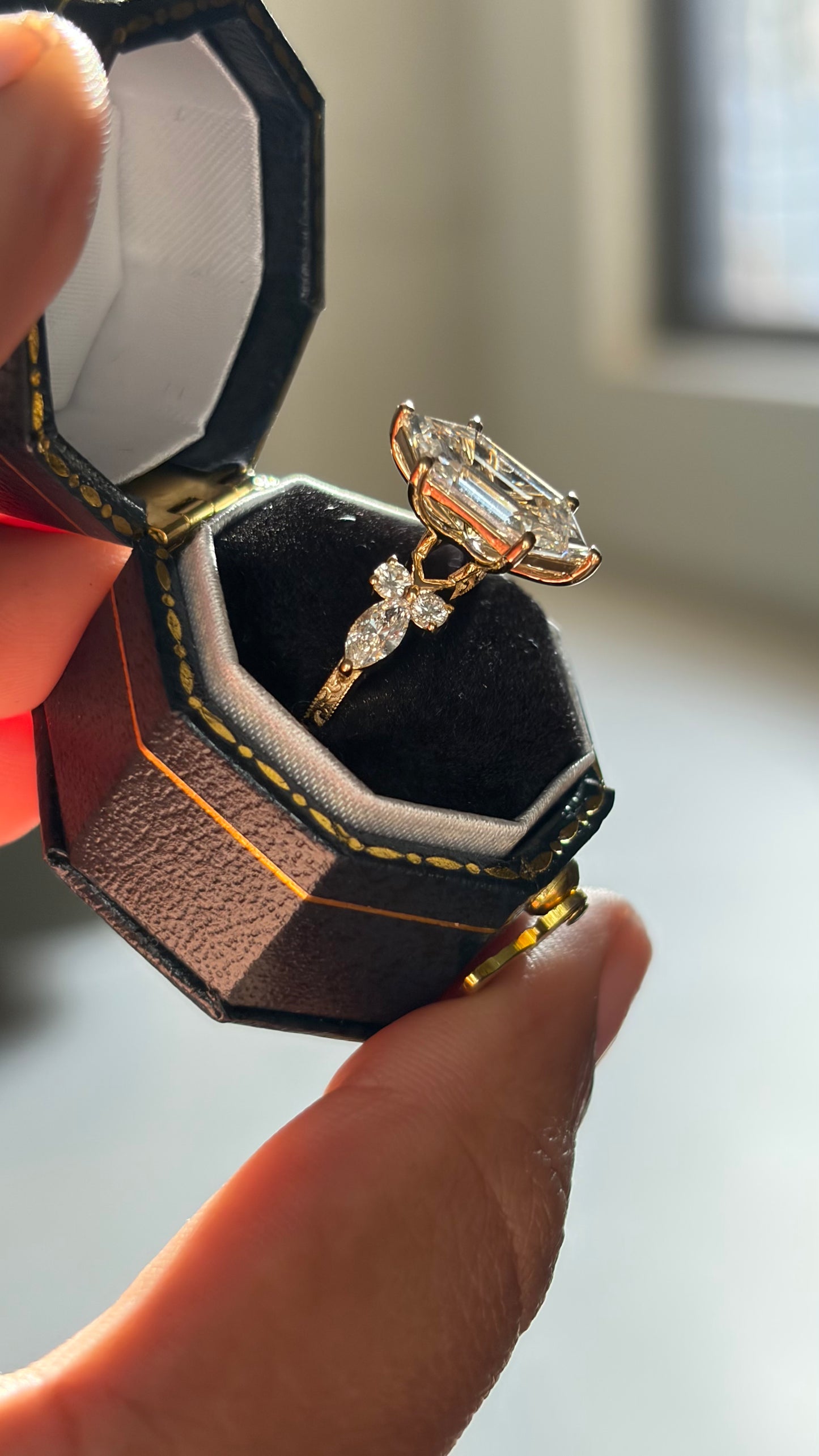Hexagonal Vintage Diamond Ring