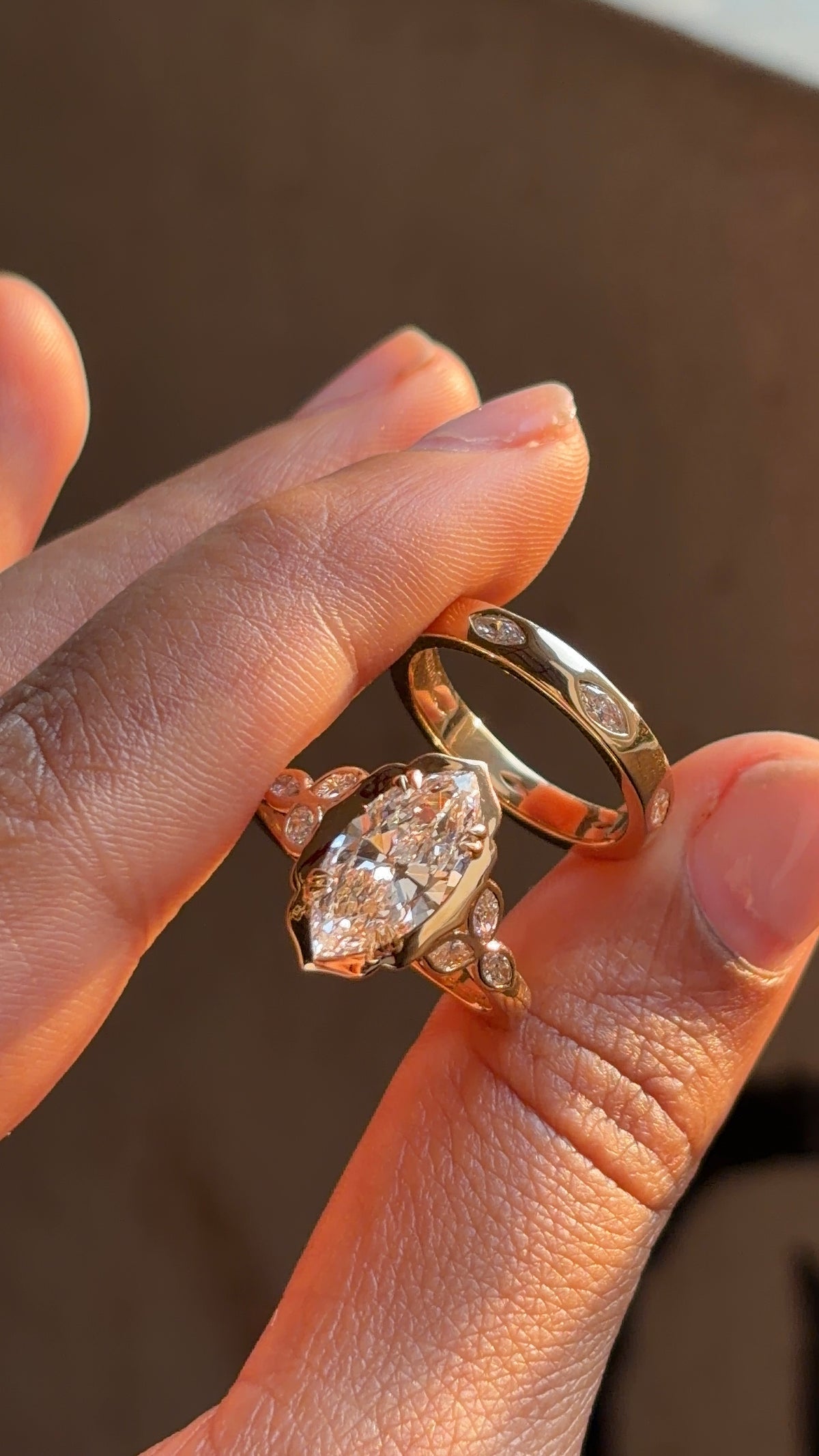 Lotus Marquise Floral Ring, IGI-Certified, double claw prong detail