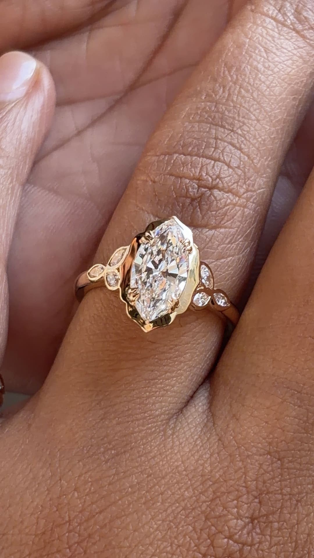 Lotus Marquise Floral Engagement Ring | Lab-Grown Diamond