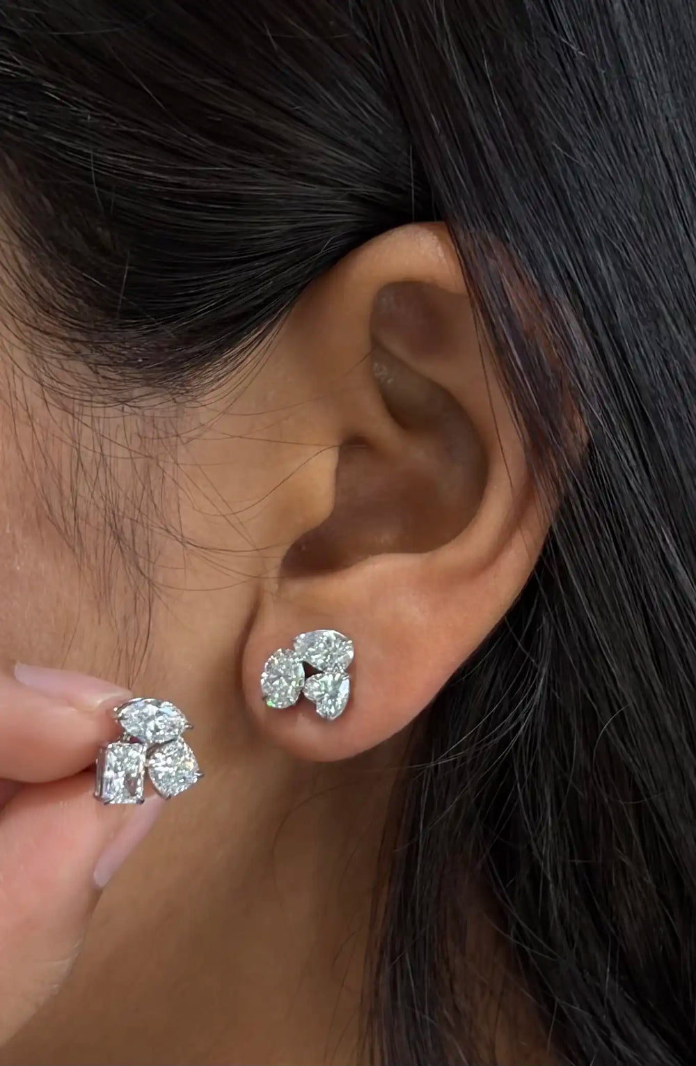 Multi-Shape Diamond Cluster Statement Stud Earrings | Lab-Grown Diamond